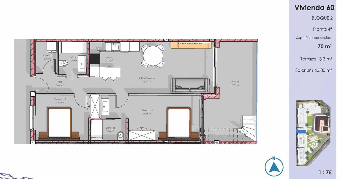 Penthouse z 2 sypialniami, 65m² w Guardamar del Segura, Hiszpania [ID: 0137-N9733]