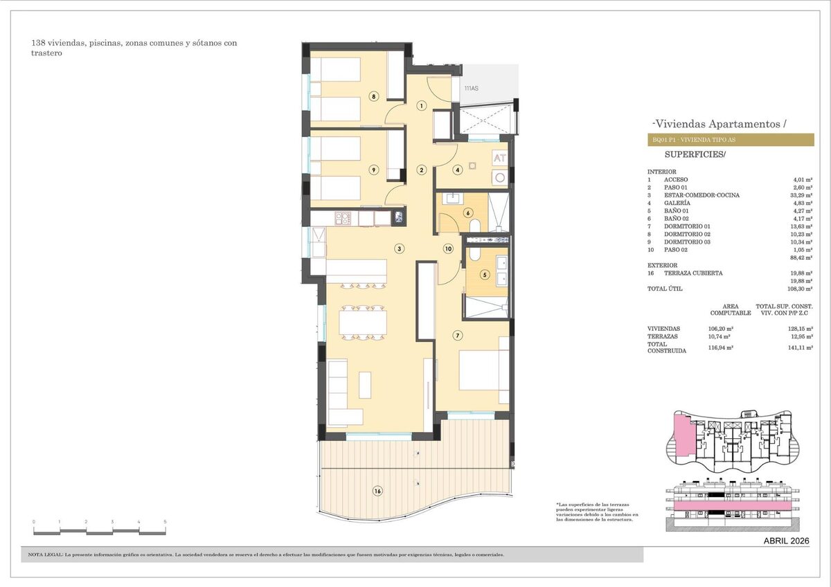 Квартира з 3 спальнями, 116м² в Фінестрат, Іспанія [ID: 0137-SP1615]