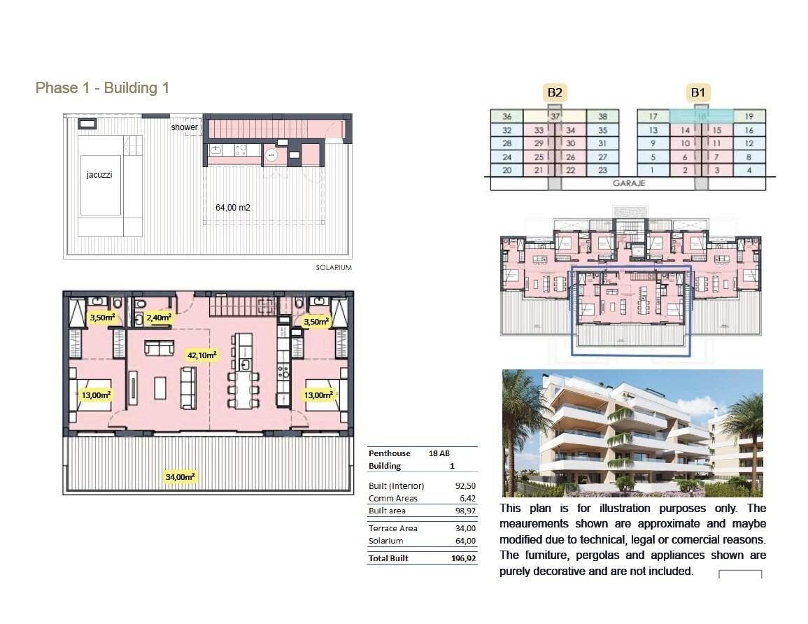 Пентхаус з 2 спальнями, 98м² в Торре-Пачеко, Іспанія [ID: 0137-SP1624]