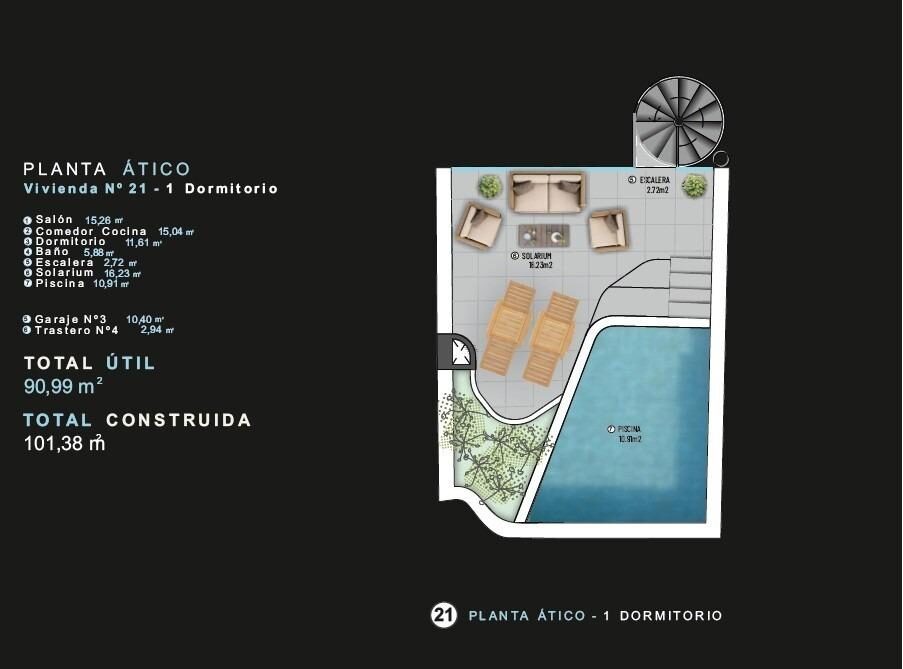 Пентхаус с 1 спальней, 50м² в Торревьеха, Испания [ID: 0137-N9799]
