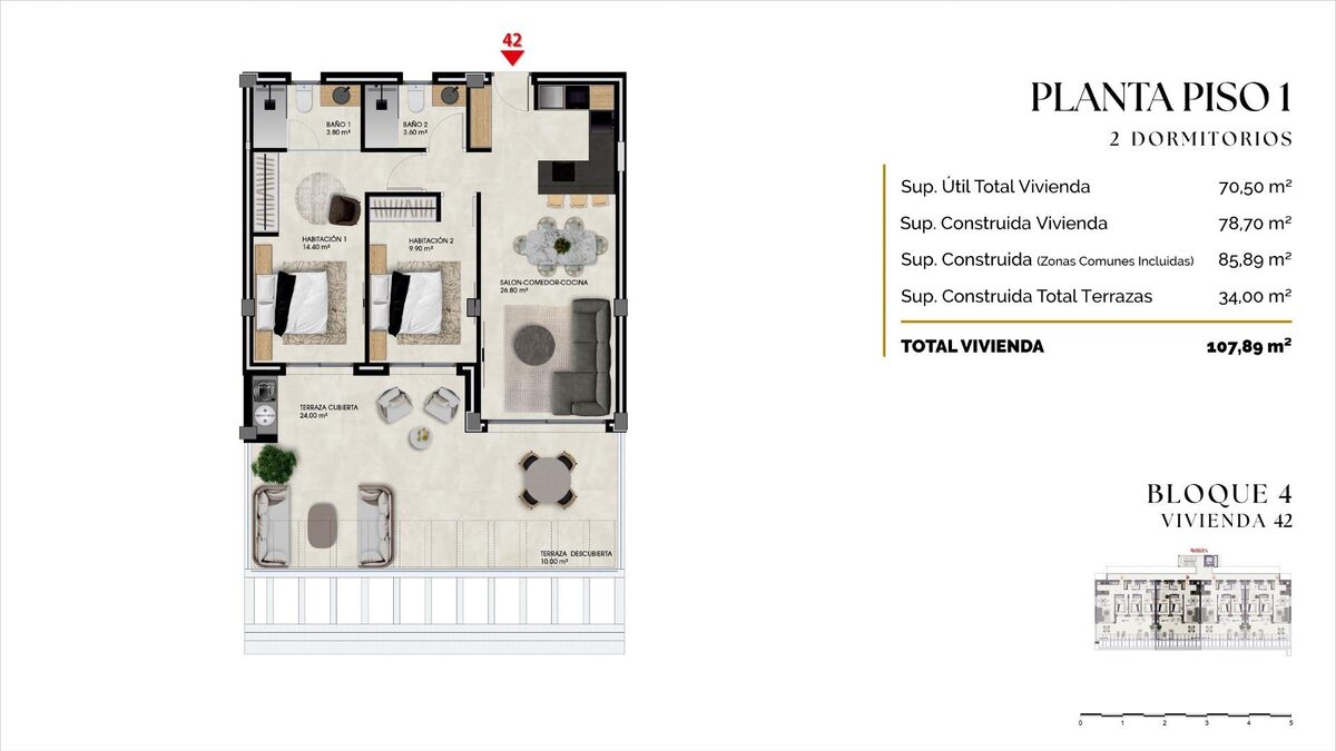 Apartment with 2 bedrooms, 66m² in Finestrat, Spain [ID: 0137-SP1703]