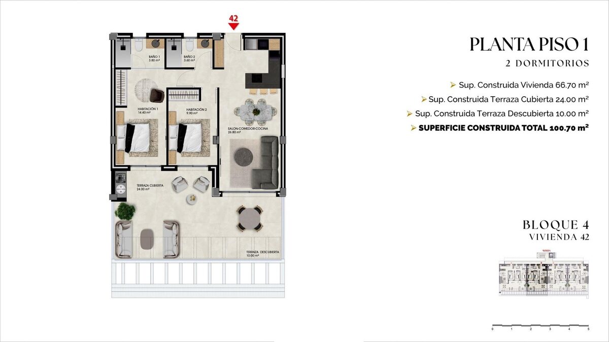 Apartment with 2 bedrooms, 66m² in Finestrat, Spain [ID: 0137-SP1703]