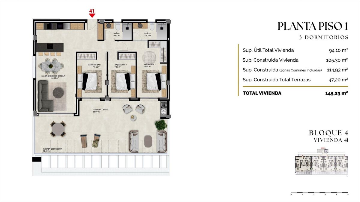 Apartment with 3 bedrooms, 88m² in Finestrat, Spain [ID: 0137-SP1704]