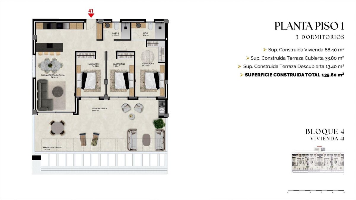 Apartment with 3 bedrooms, 88m² in Finestrat, Spain [ID: 0137-SP1704]