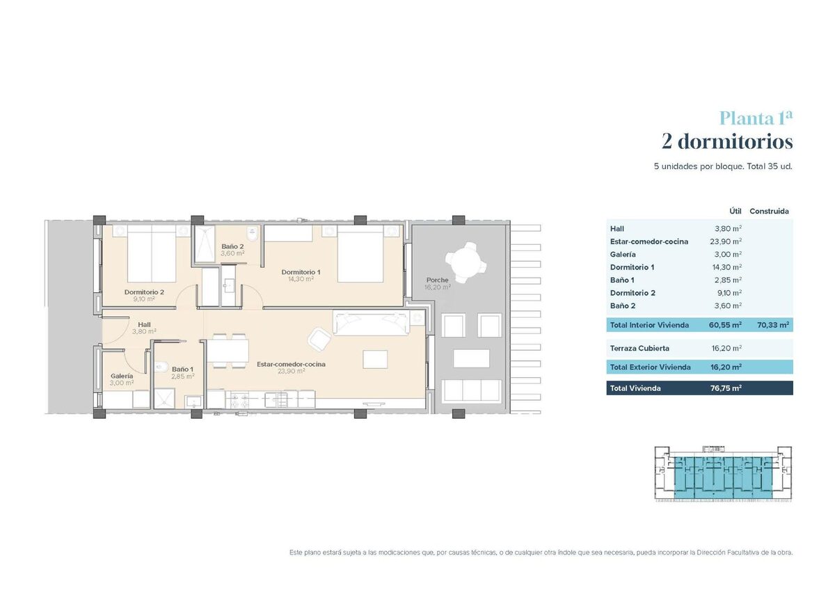 Квартира с 2 спальнями, 70м² в Вера, Испания [ID: 0137-SP1697]