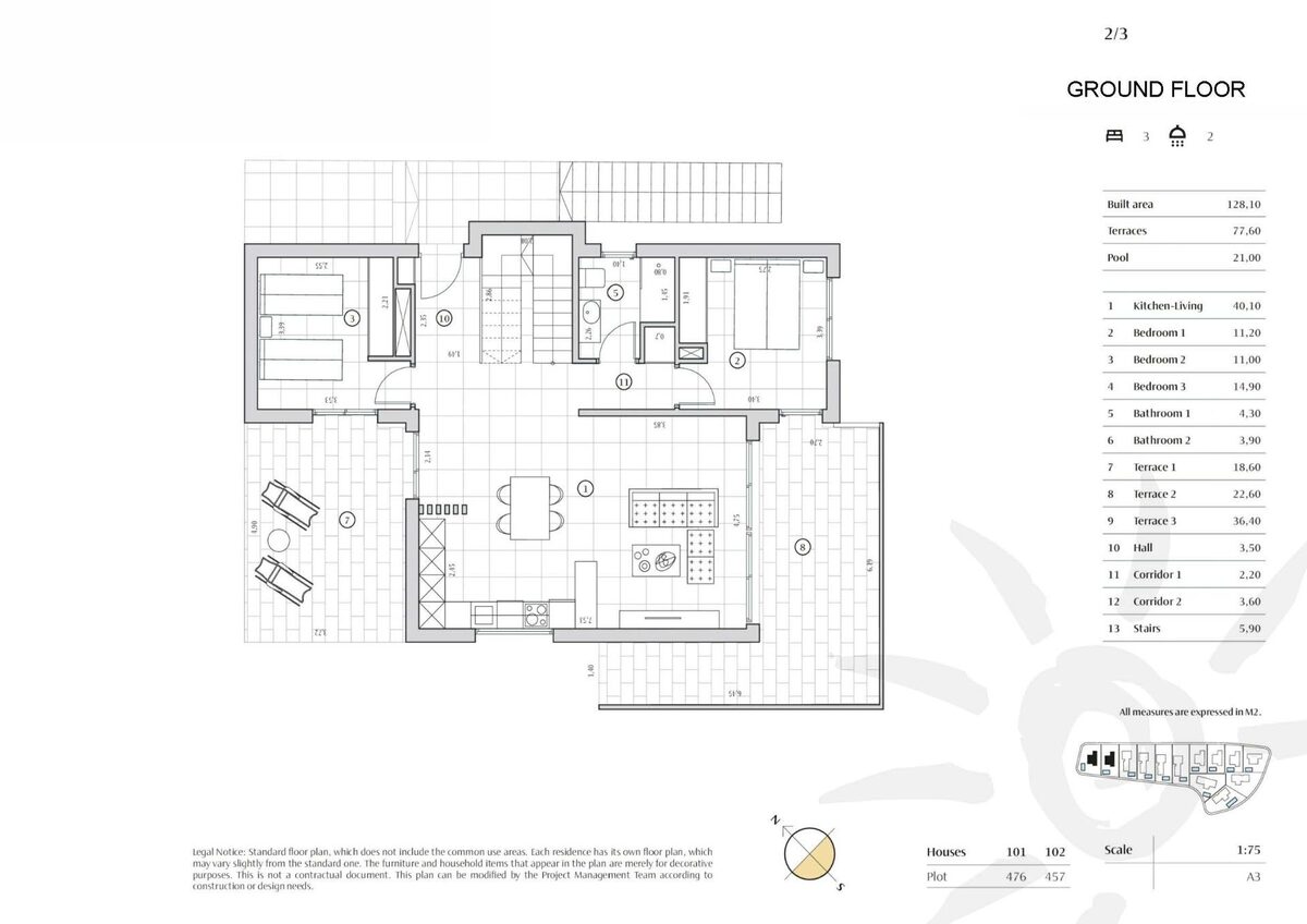 Вилла с 3 спальнями, 128м² в Финестрат, Испания [ID: 0137-N9834]