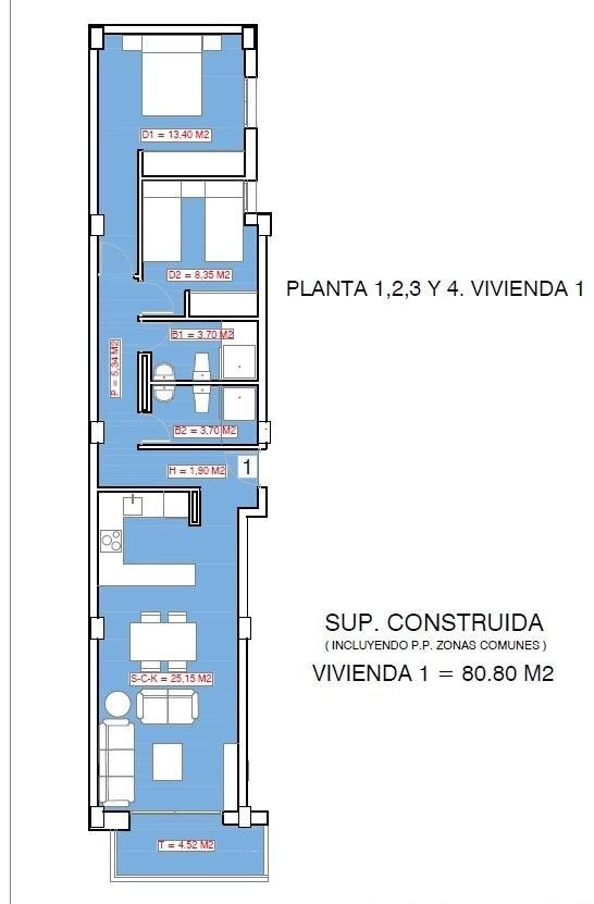Квартира з 2 спальнями, 80м² в Торрев'єха, Іспанія [ID: 0137-N9854]