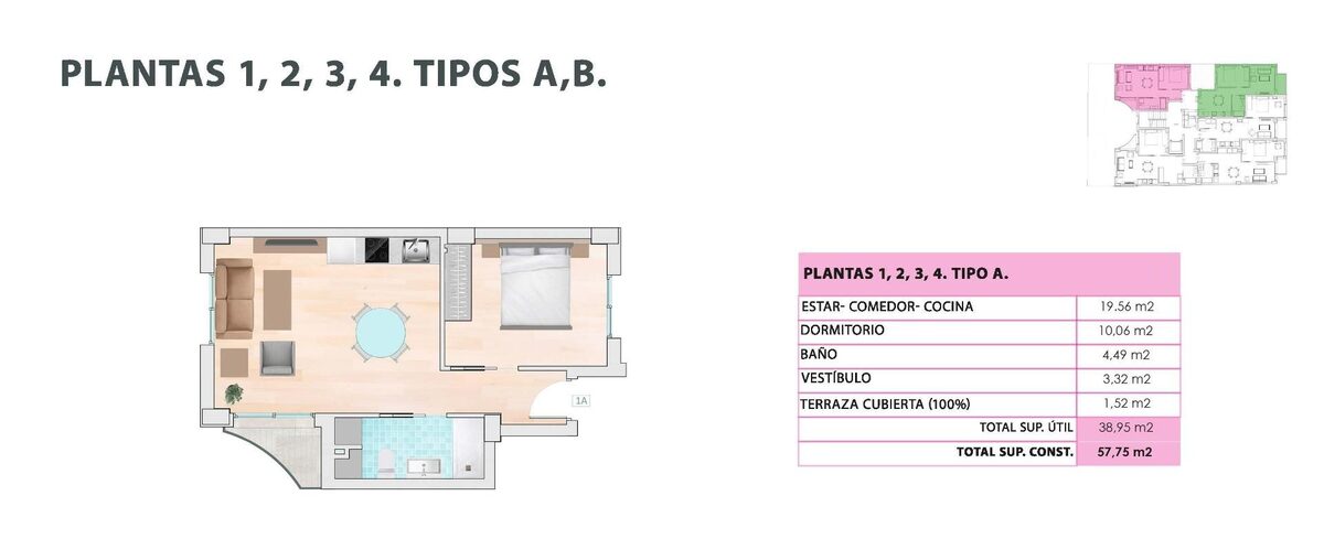Penthouse with 1 bedroom, 57m² in Guardamar del Segura, Spain [ID: 0137-N8880]
