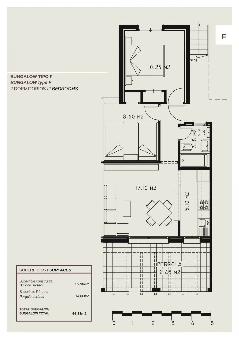 Bungalow with 2 bedrooms, 52m² in Calpe, Spain [ID: 0137-N6949]