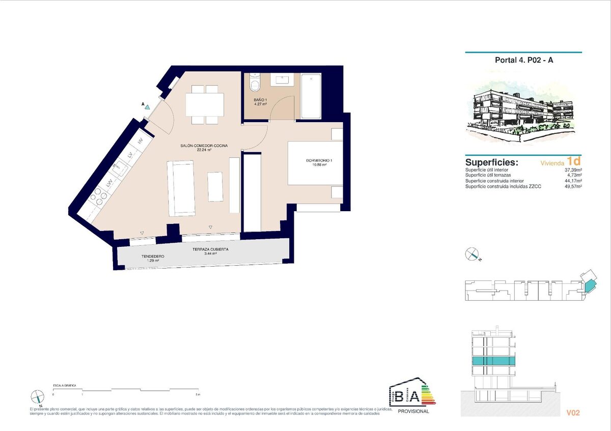 Apartment with 1 bedroom, 49m² in Alicante, Spain [ID: 0137-SP1031]