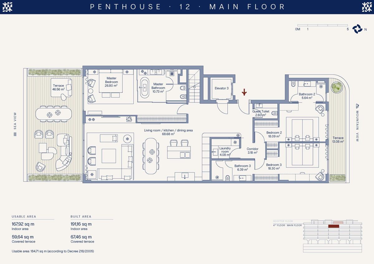 Penthouse z 3 sypialniami, 191m² w Estepona, Hiszpania [ID: 0137-SP1774]