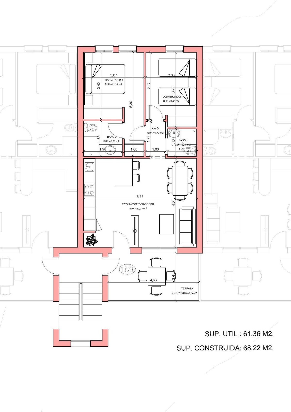 Пентхаус с 2 спальнями, 68м² в Фуенте-Аламо, Испания [ID: 0137-N9988]