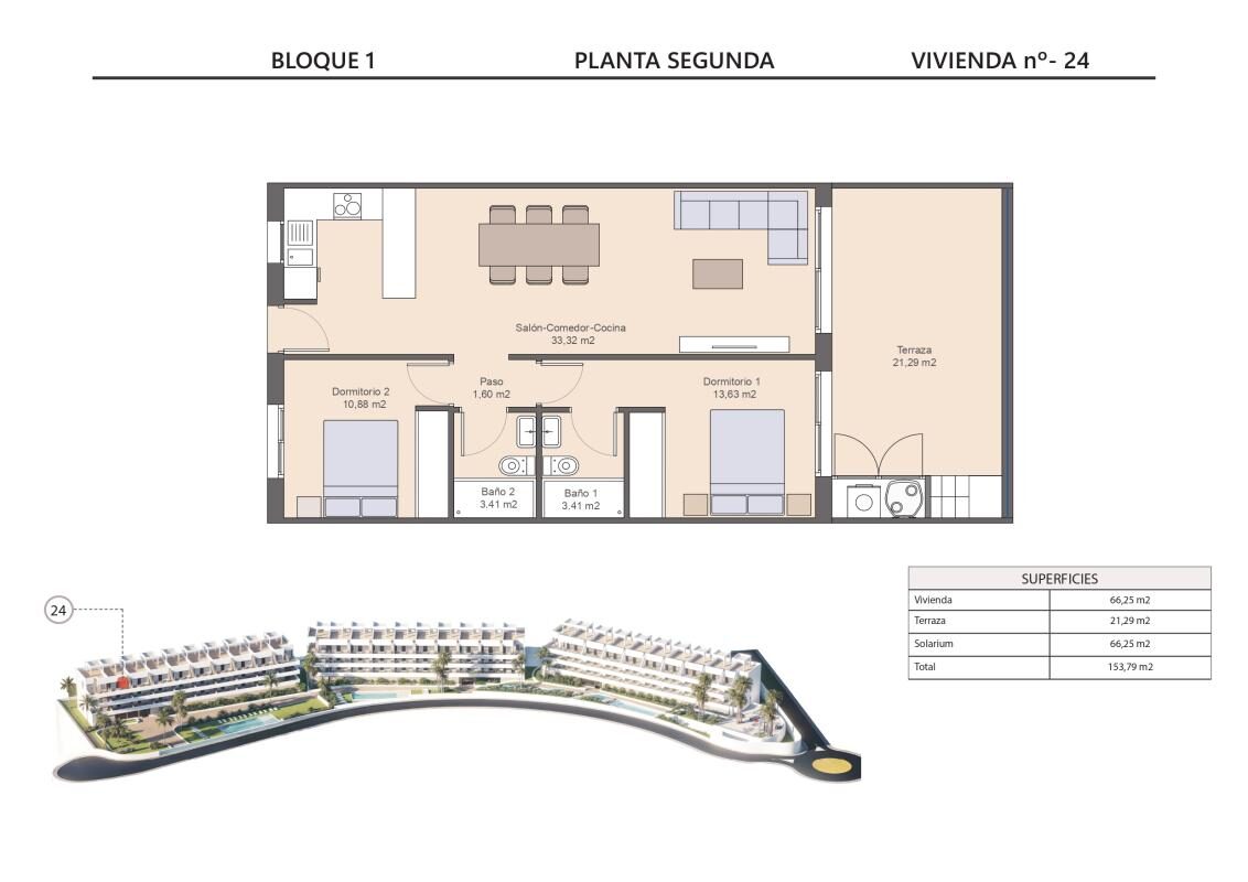 Квартира з 2 спальнями, 87м² в Фінестрат, Іспанія [ID: 0152-492750_233764]
