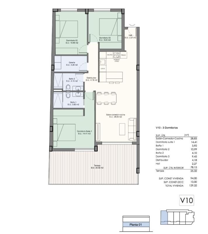 Квартира з 4 спальнями, 121м² в Беніхофар, Іспанія [ID: 0152-66655_24774]