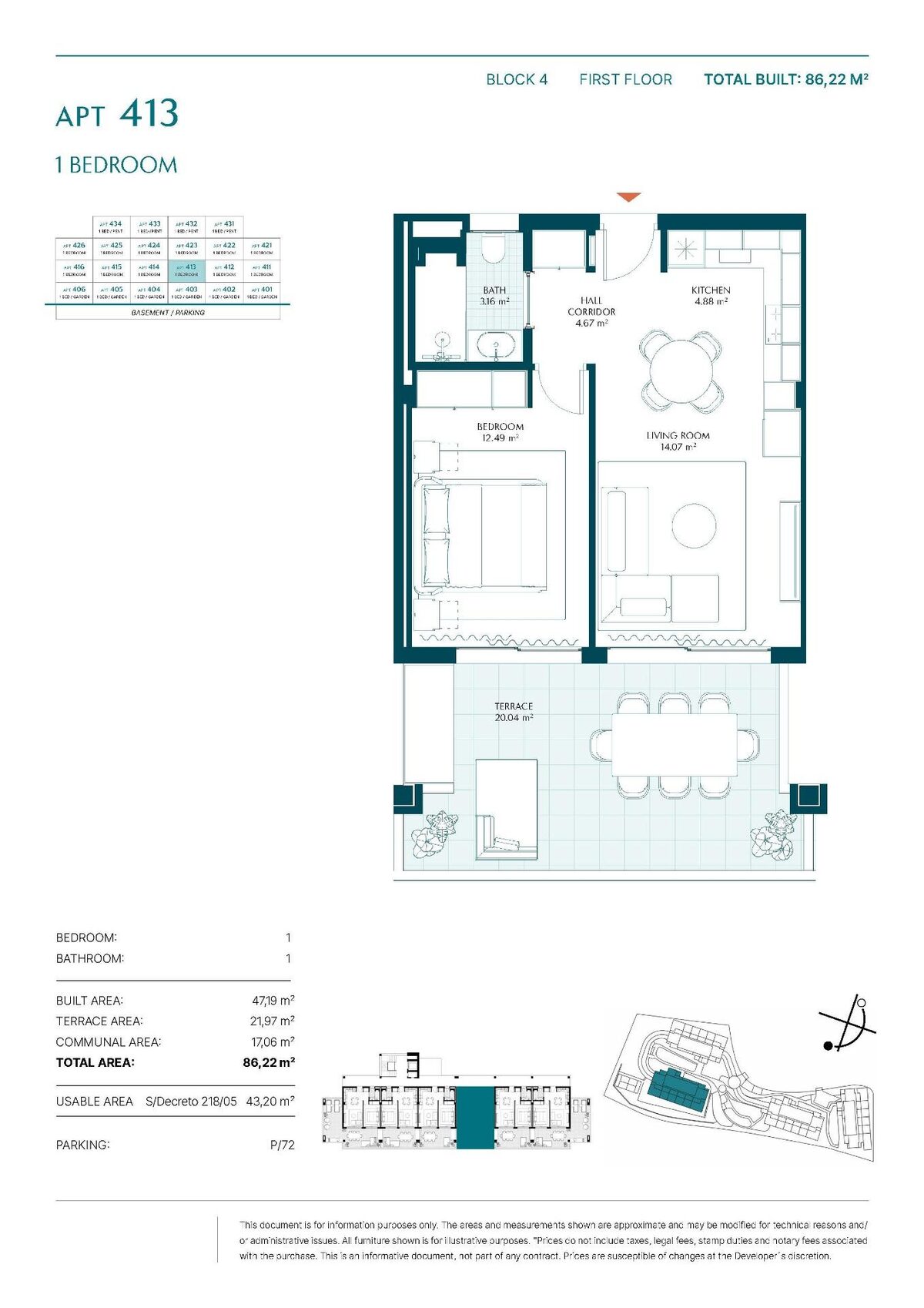 Квартира з 1 спальнею, 47м² в Манільва, Іспанія [ID: 0137-SP1879]