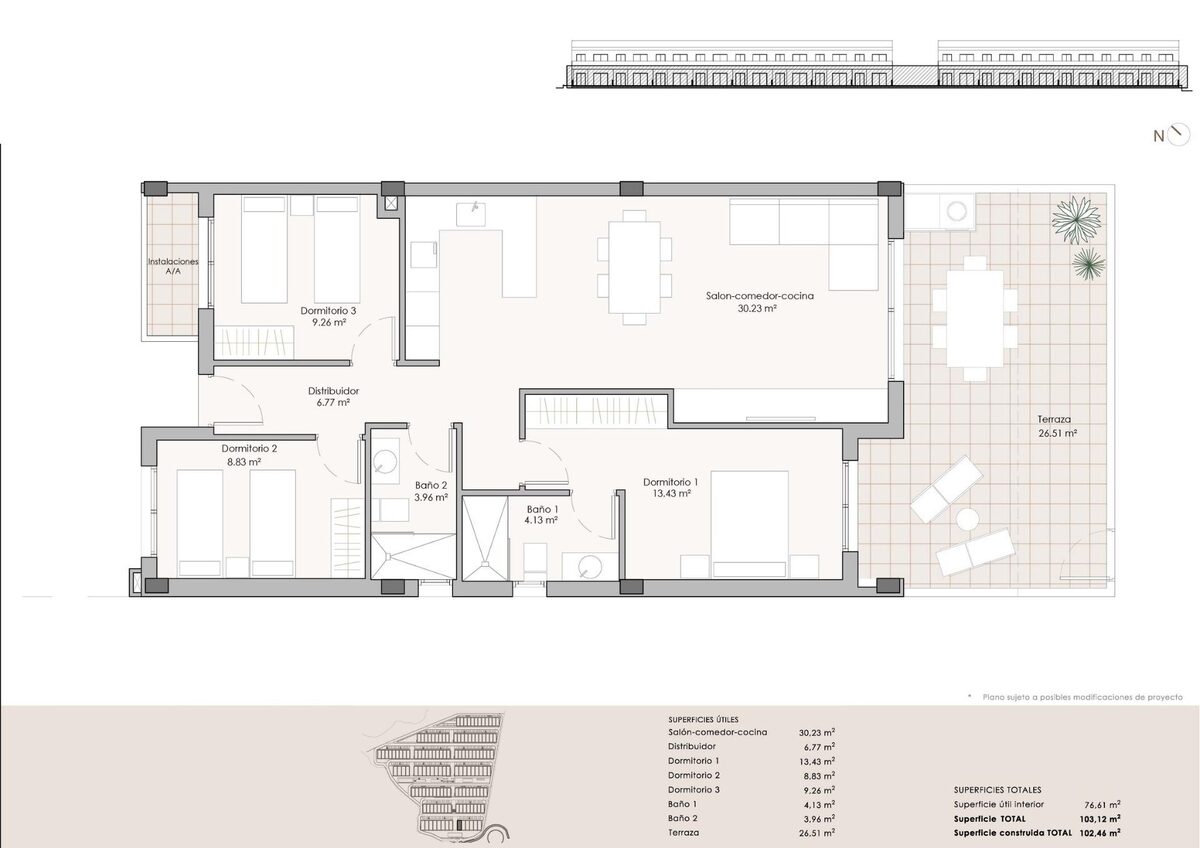 Apartamenty z 3 sypialniami, 100m² w Pulpi, Hiszpania [ID: 0137-N10033]