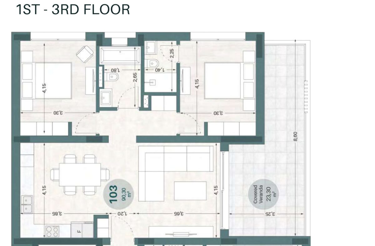 Penthouse with 2 bedrooms, 90.00m² in agios-athanasios, Cyprus [ID: 0602-1468]