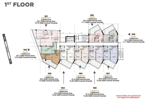 Студії в finikoudes, Кіпр, 69.00м²