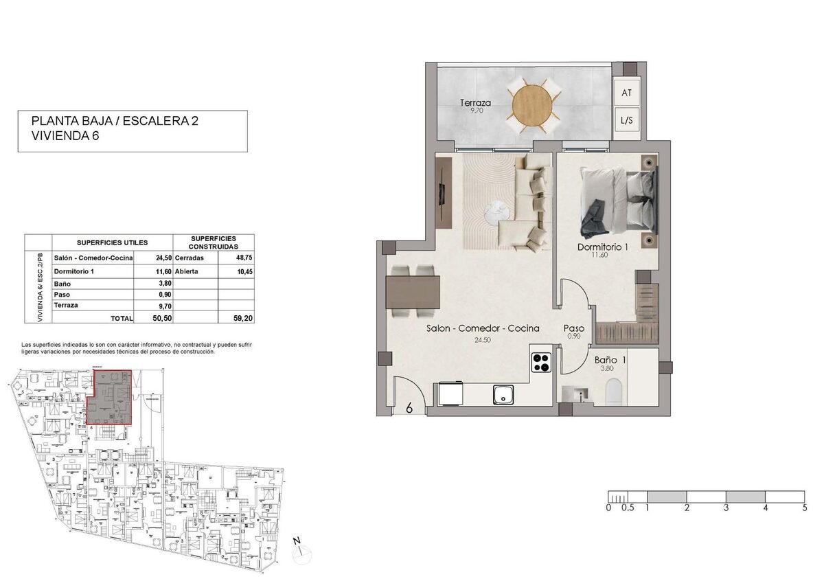 Апартаменти з 1 спальнею, 59м² в Санта-Пола, Іспанія [ID: 0137-N10044]
