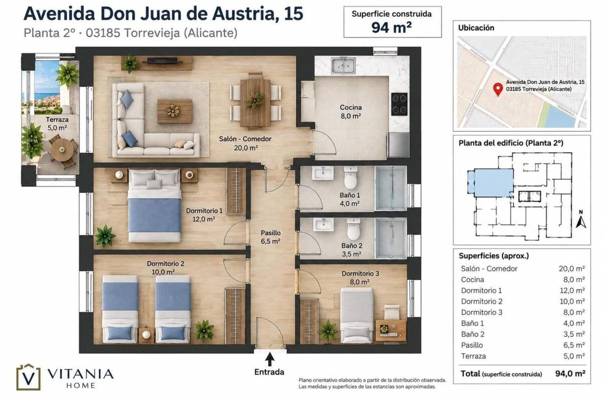 Apartments with 3 bedrooms, 94m² in Torrevieja, Spain [ID: 0152-638415]