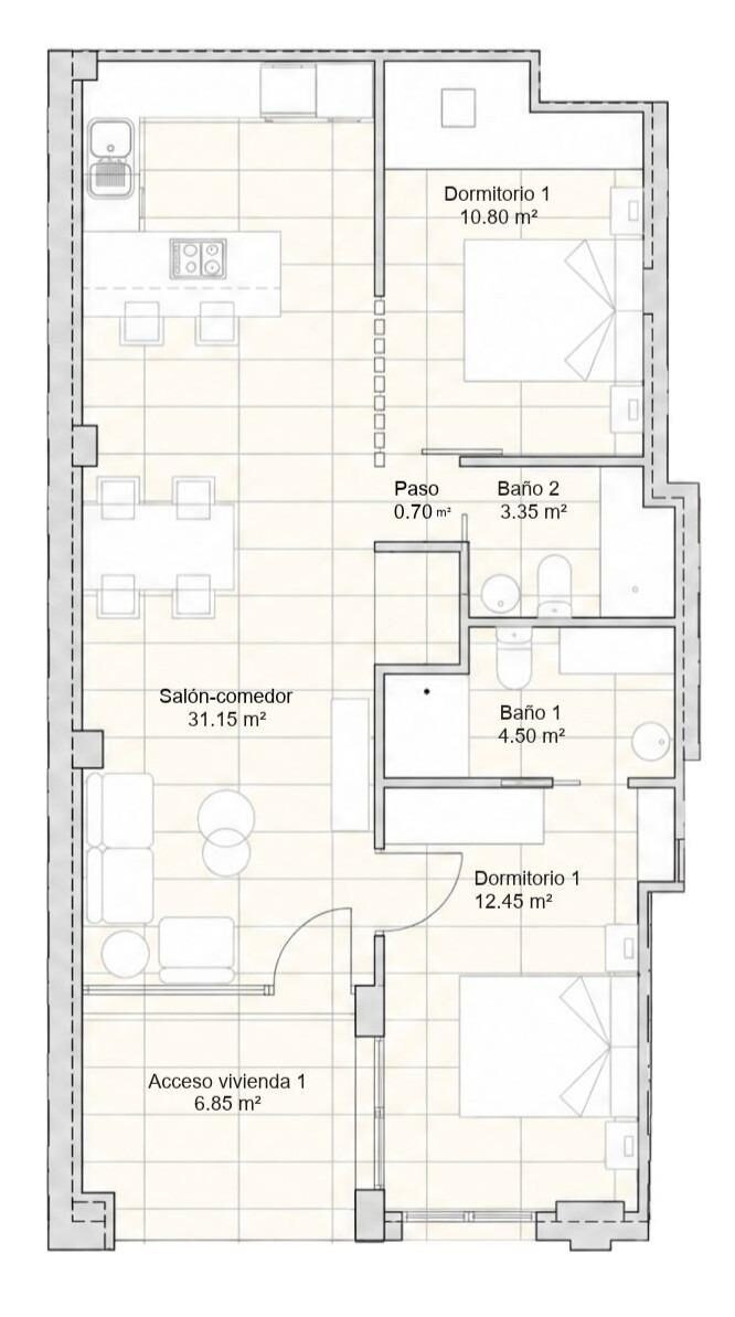 Апартаменты с 2 спальнями, 82м² в Сан-Хавьер, Испания [ID: 0137-N10070]