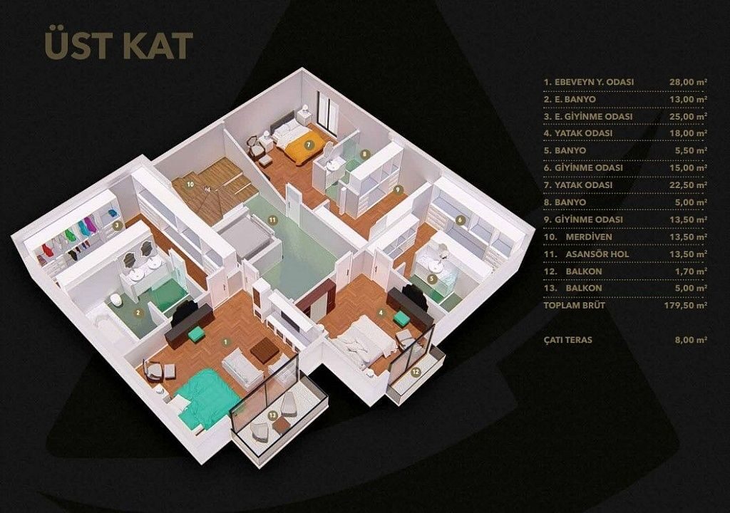 Willa z 6 sypialniami, 620m² w Antalya, Turcja [ID: 0301-104857]