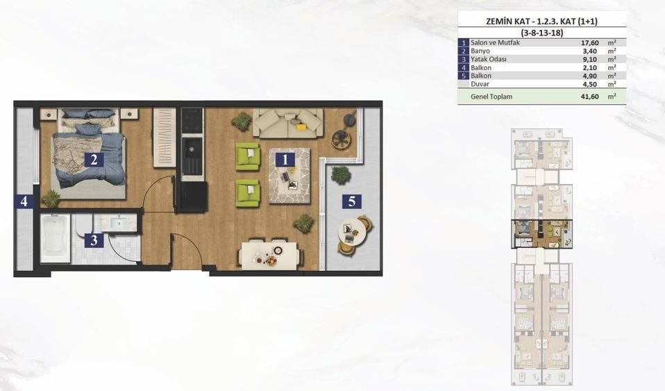 Квартира з 1 спальнею, 67м² в Аланія, Туреччина [ID: 0301-104959]