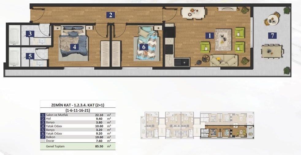 Квартира з 1 спальнею, 67м² в Аланія, Туреччина [ID: 0301-104959]
