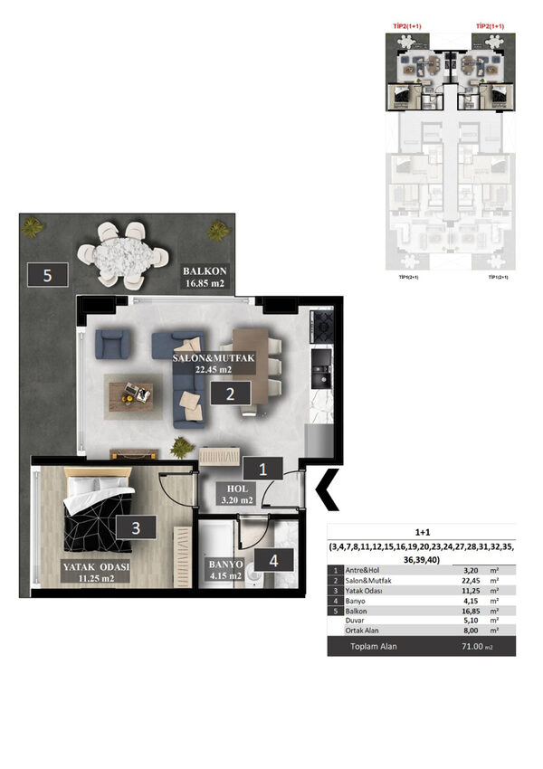 Квартира в Аланія, Туреччина, 70м² - зображення 15