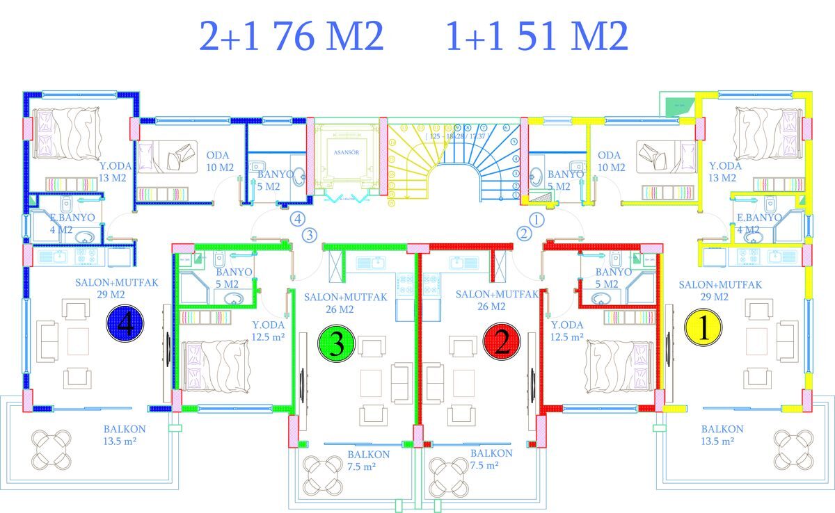 Apartment with 1 bedroom, 51m² in Alanya, Turkey [ID: 0301-105122]