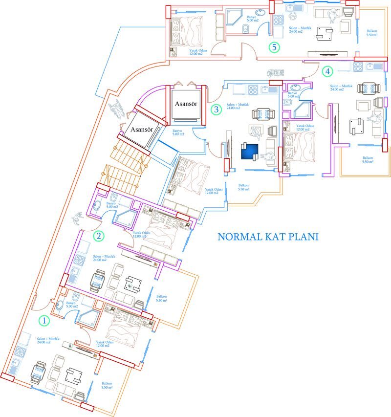 Квартира с 2 спальнями, 46м² в Алания, Турция [ID: 0301-105130]