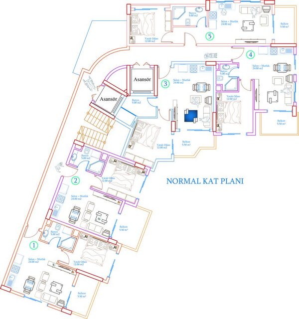 Квартира в Алания, Турция, 46м² - изображение 10