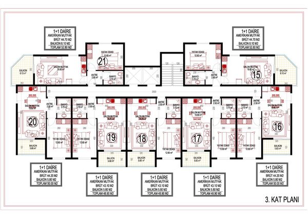 Квартира в Алания, Турция, 64м² - изображение 27