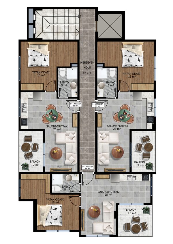 Квартира в Алания, Турция, 55м² - изображение 26