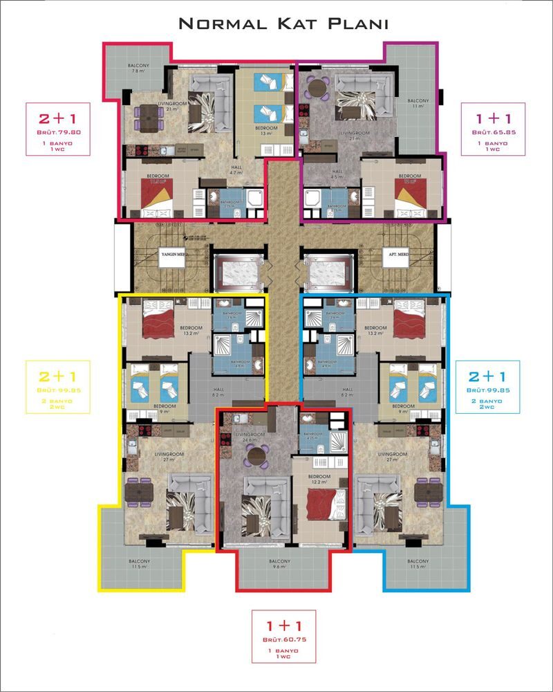 Квартира с 1 спальней, 65м² в Алания, Турция [ID: 0301-105302]