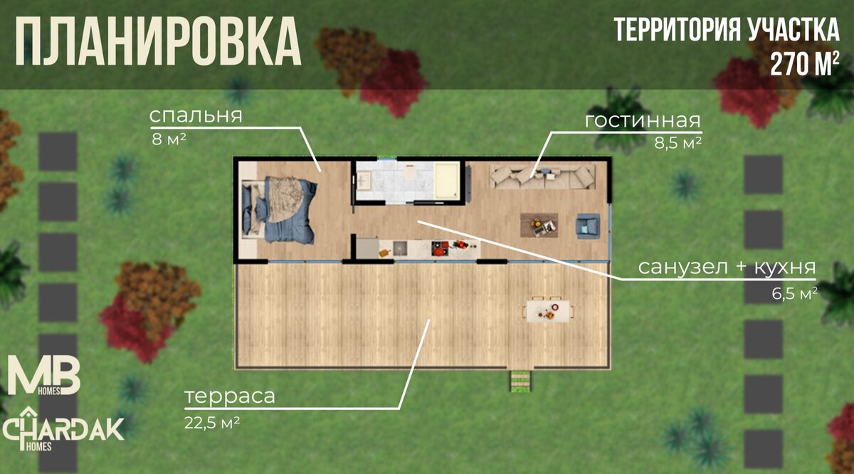 Вілла з 1 спальнею, 45м² в Аланія, Туреччина [ID: 0301-105326]