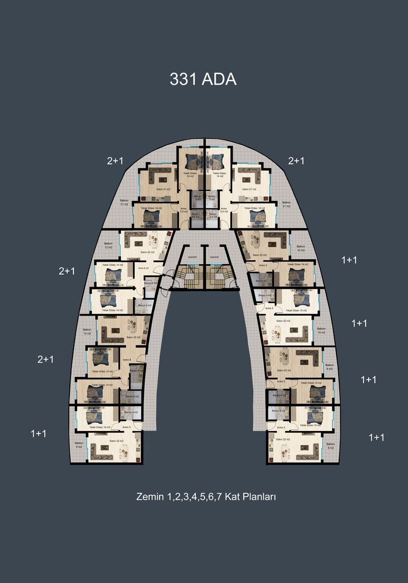 Квартира с 1 спальней, 54м² в Алания, Турция [ID: 0301-105433]