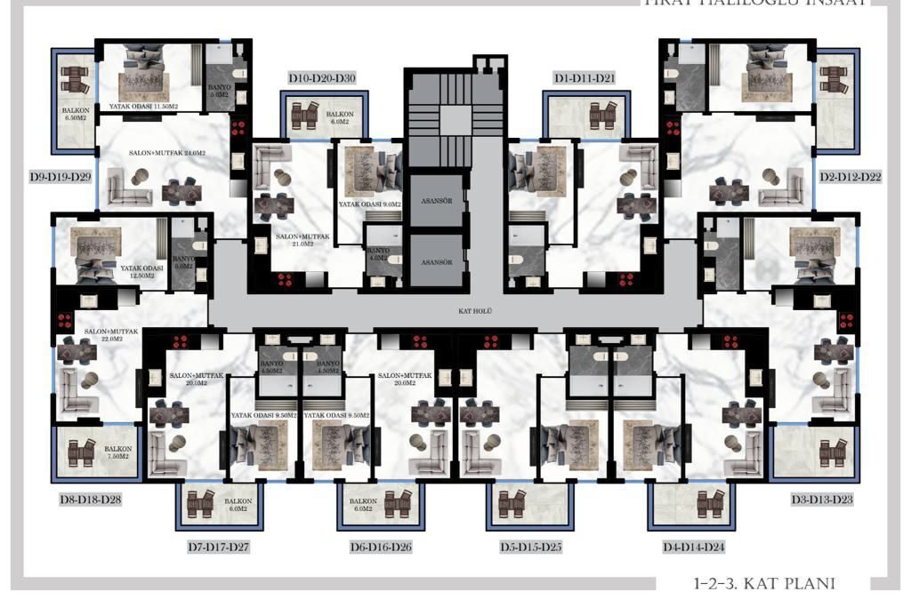 Квартира з 1 спальнею, 55м² в Аланія, Туреччина [ID: 0301-105456]