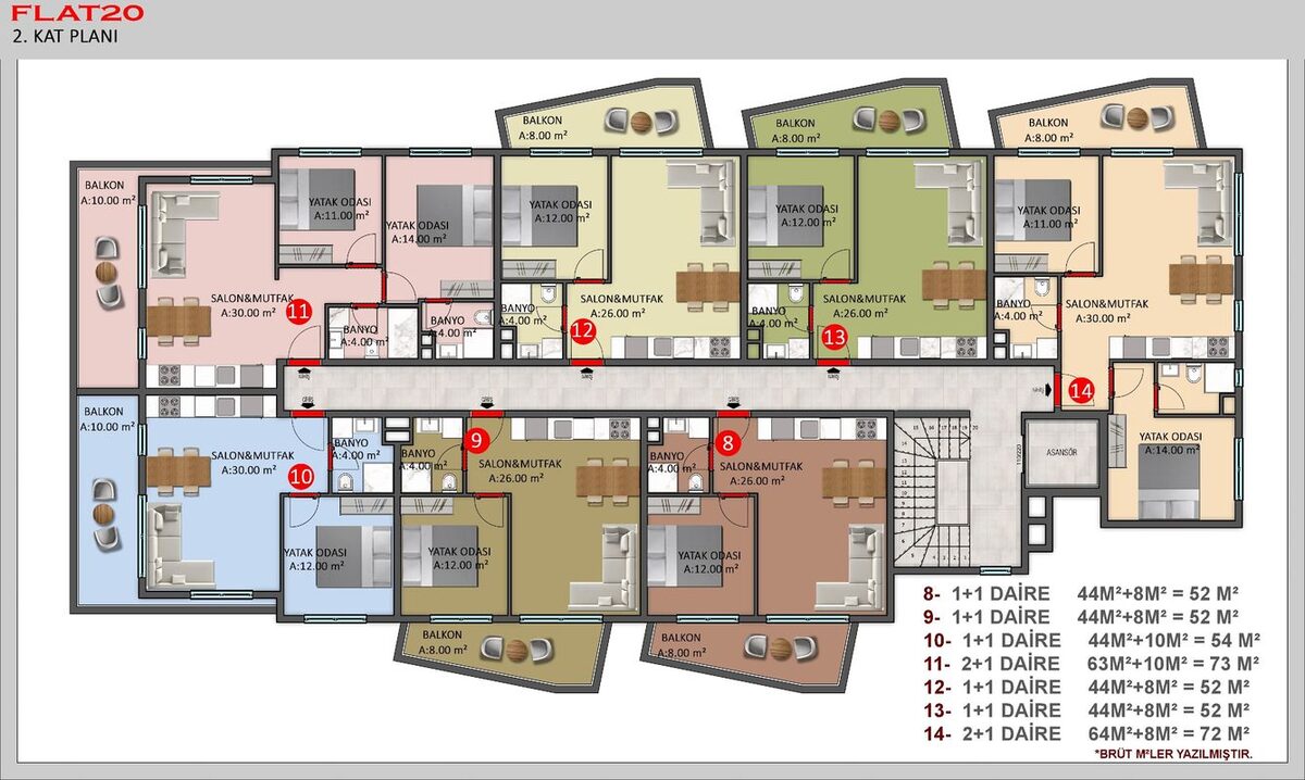 Apartament z 4 sypialniami, 52m² w Alanya, Turcja [ID: 0301-104844]