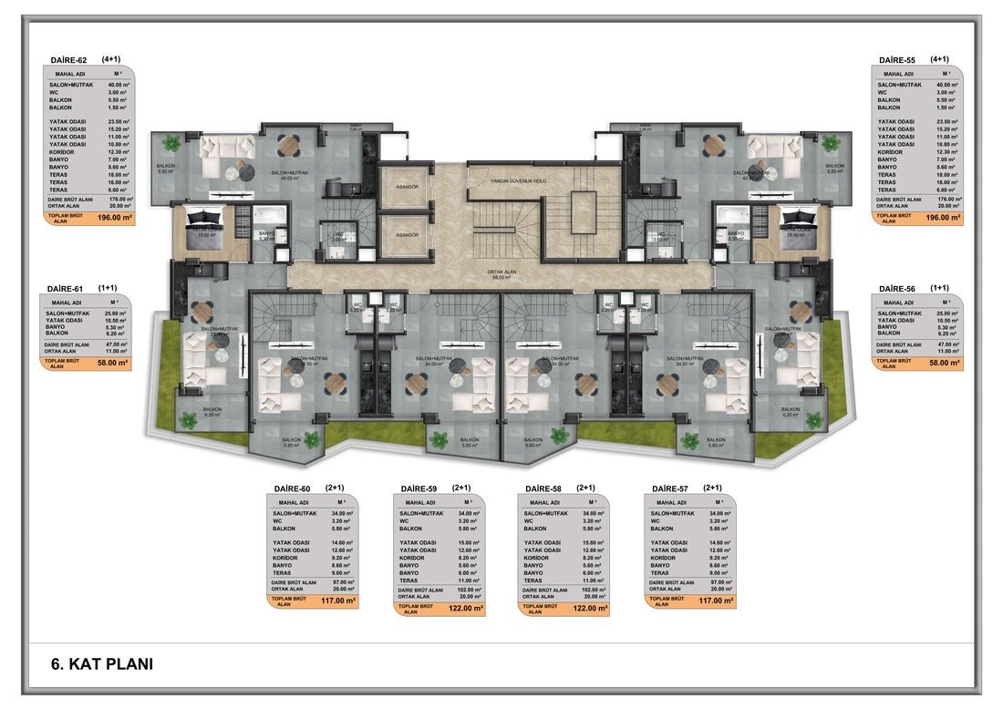 Квартира с 1 спальней, 52м² в Алания, Турция [ID: TA08-030]