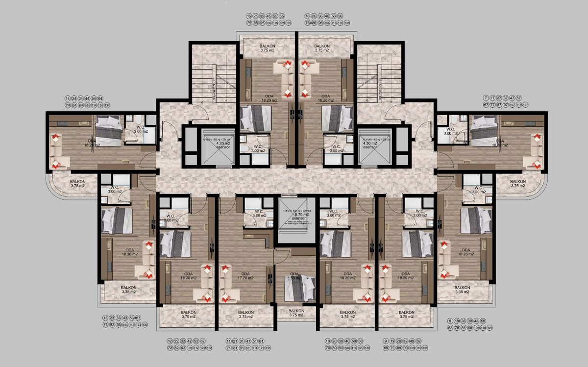 Квартира з 1 спальнею, 47м² в Мерсін, Туреччина [ID: TM03-025]